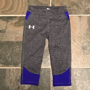 Under Armour Girls Capri Leggings Grey Purple 6